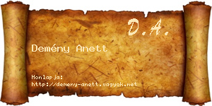 Demény Anett névjegykártya
