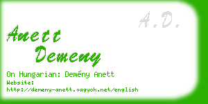 anett demeny business card