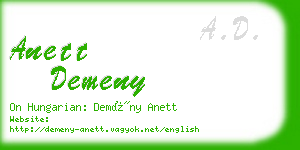 anett demeny business card